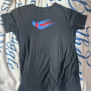 Nike Black Tee with Red and Blue Swoosh Accents